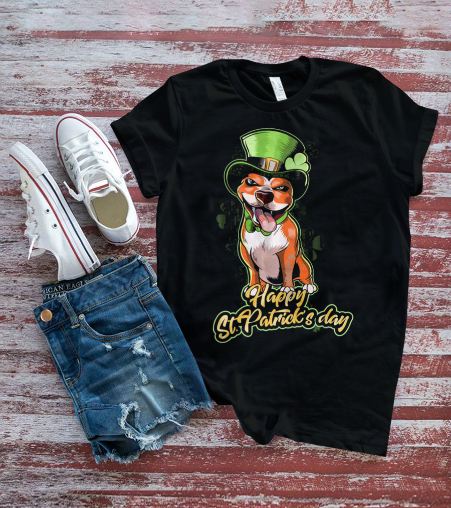 Happy St. Patrick's Day Pit Bull Cute Leprechaun T-Shirt