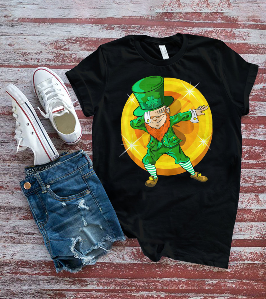 Dabbing Leprechaun With Gold Coin St Pat T-Shirt