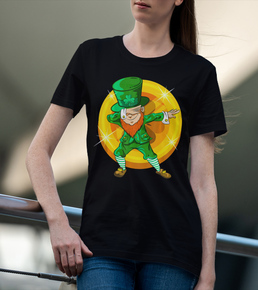 Dabbing Leprechaun With Gold Coin St Pat T-Shirt