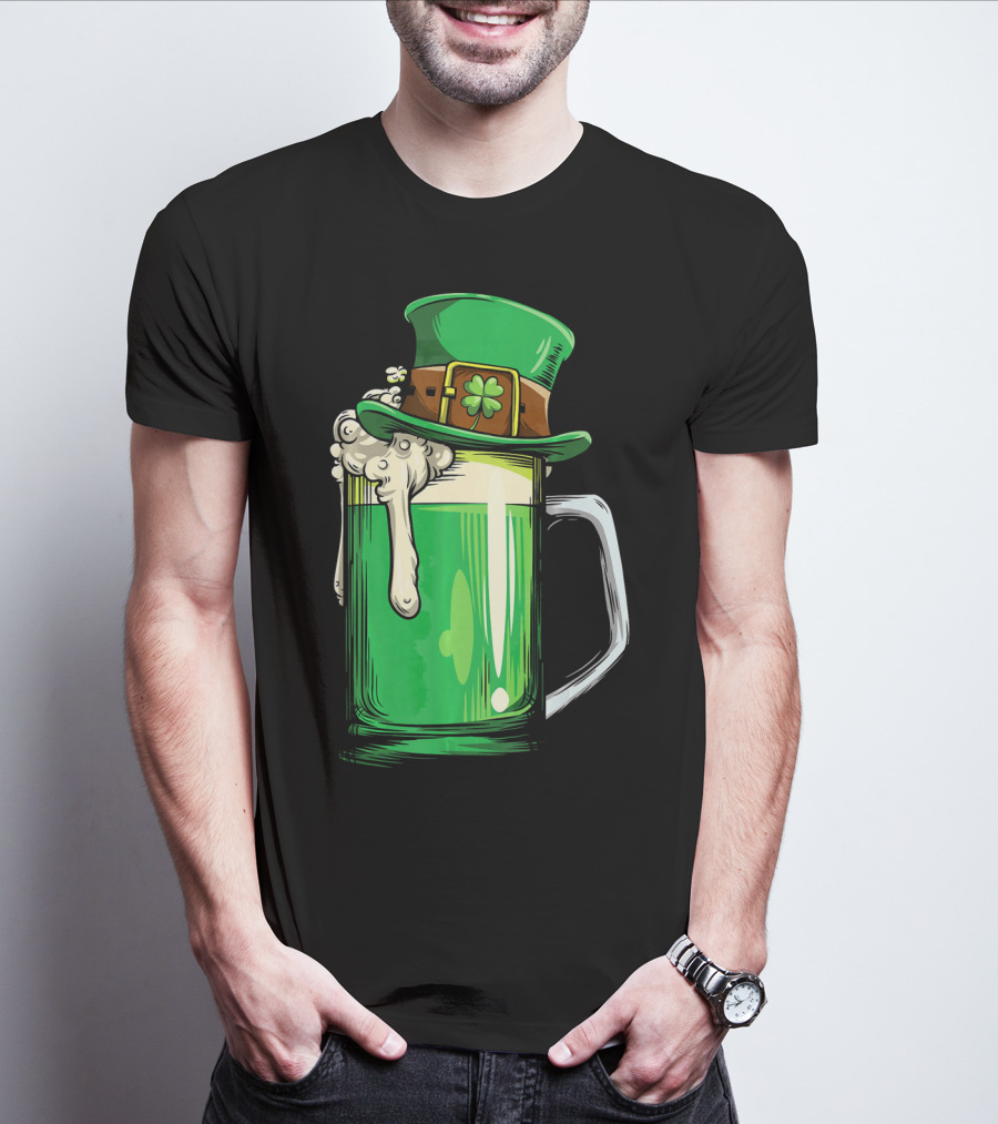 St Patrick Green Beer Leprechaun Hat Shamrock T-Shirt