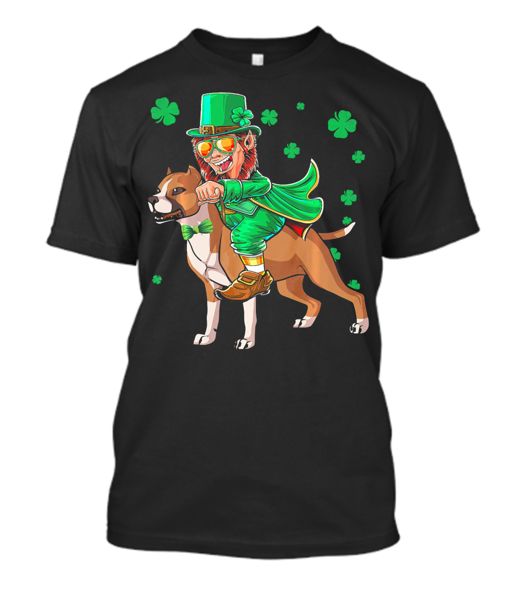 Leprechaun Riding Amstaff With Shamrock St. Patrick's Day T-Shirt