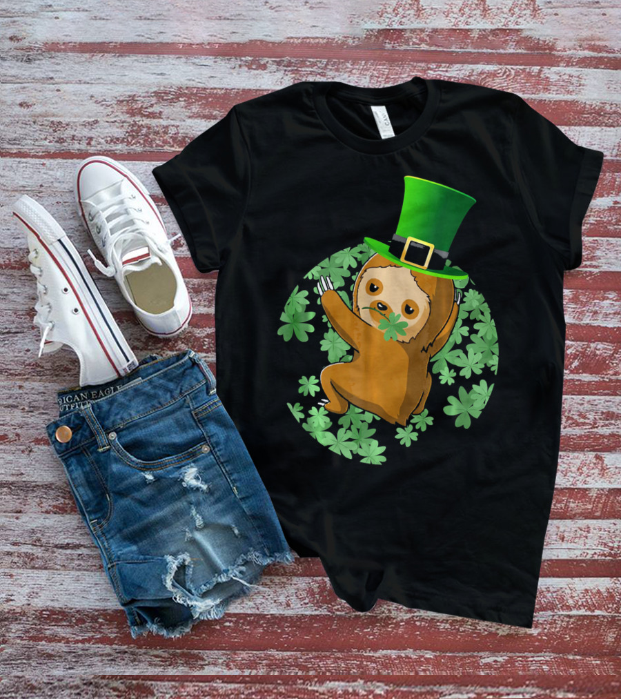 Leprechaun Hat Sloth Shamrock T-Shirt