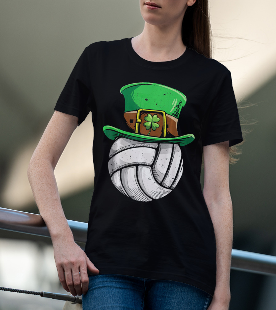 Volleyball Leprechaun Hat With Shamrock T-Shirt