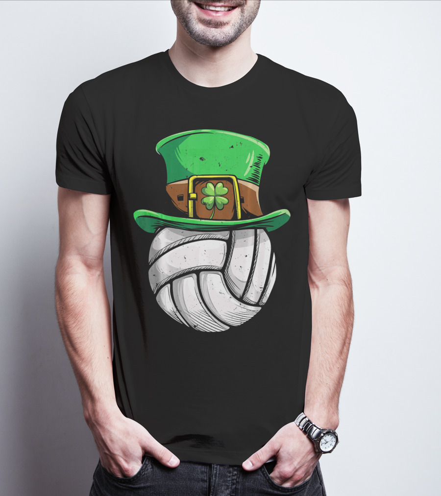 Volleyball Leprechaun Hat With Shamrock T-Shirt