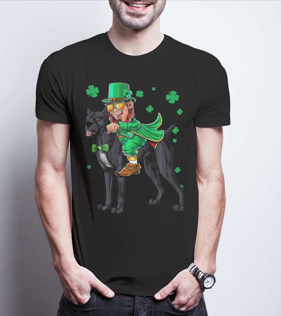 Leprechaun Cane Corso Mastiff With Shamrock Elements T-Shirt