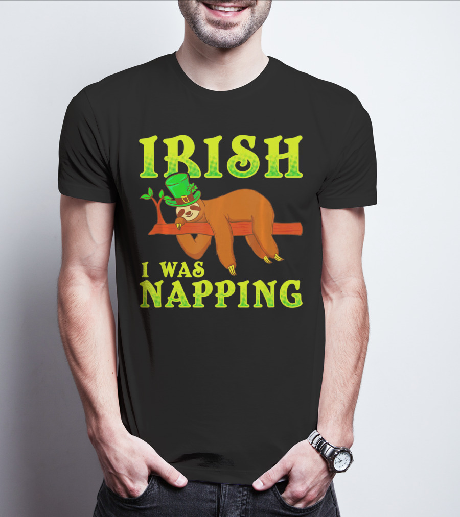 Irish I Was Napping Funny St Pats Day Sloth Hat T-Shirt