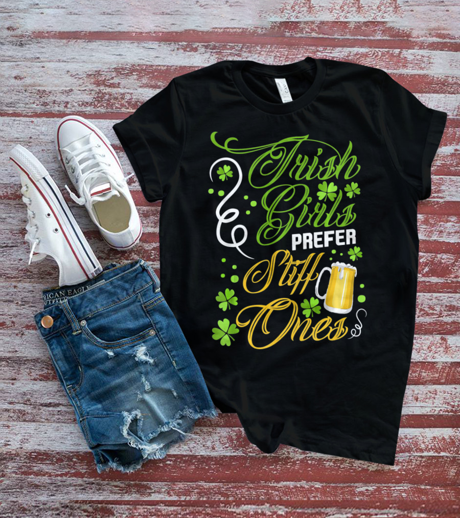 Irish Girls Prefer Stiff Ones Beer Mug Shamrocks T-Shirt