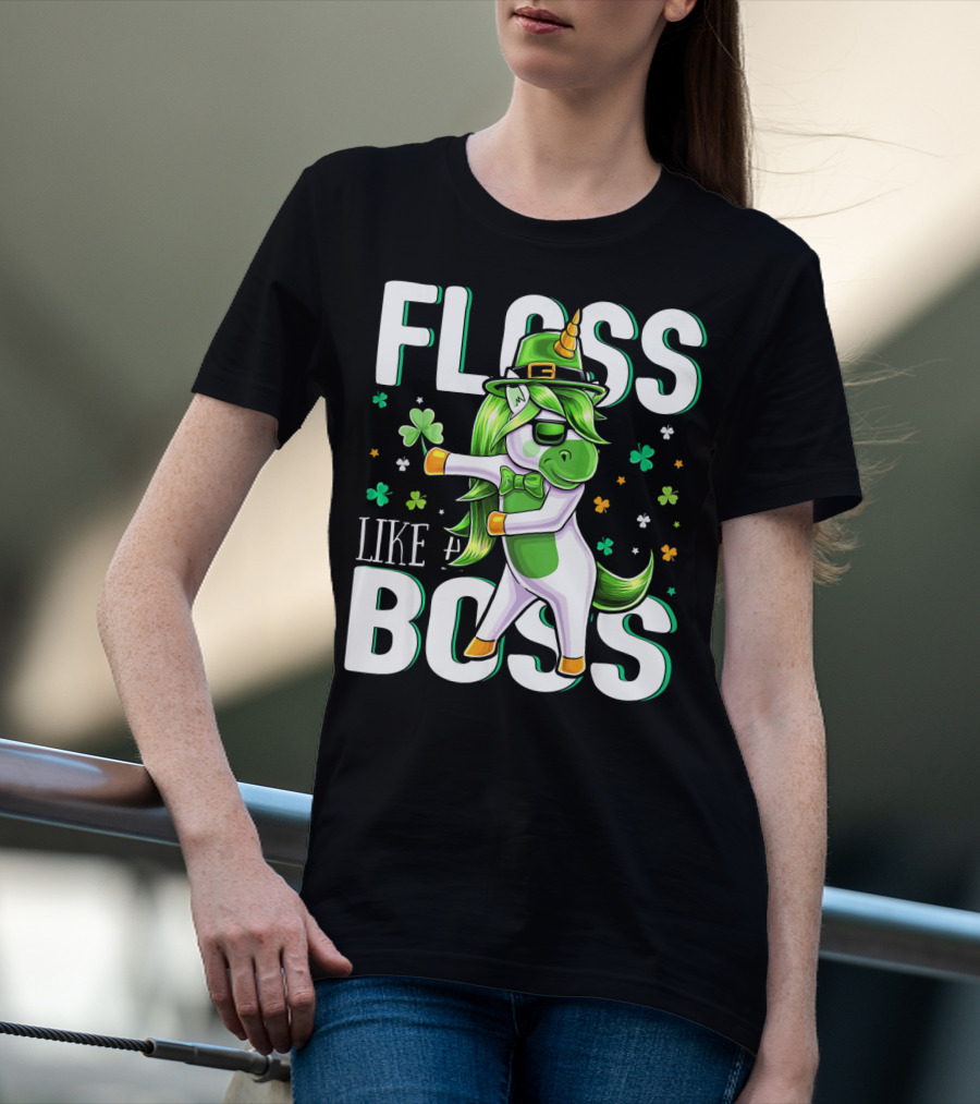 Floss Like A Boss St. Patricks Day Unicorn T-Shirt