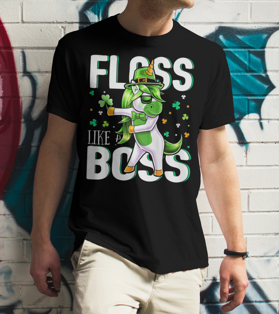 Floss Like A Boss St. Patricks Day Unicorn T-Shirt