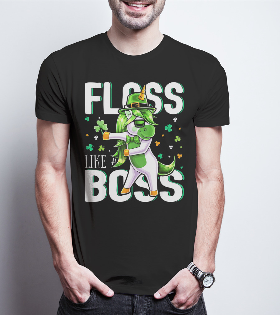 Floss Like A Boss St. Patricks Day Unicorn T-Shirt