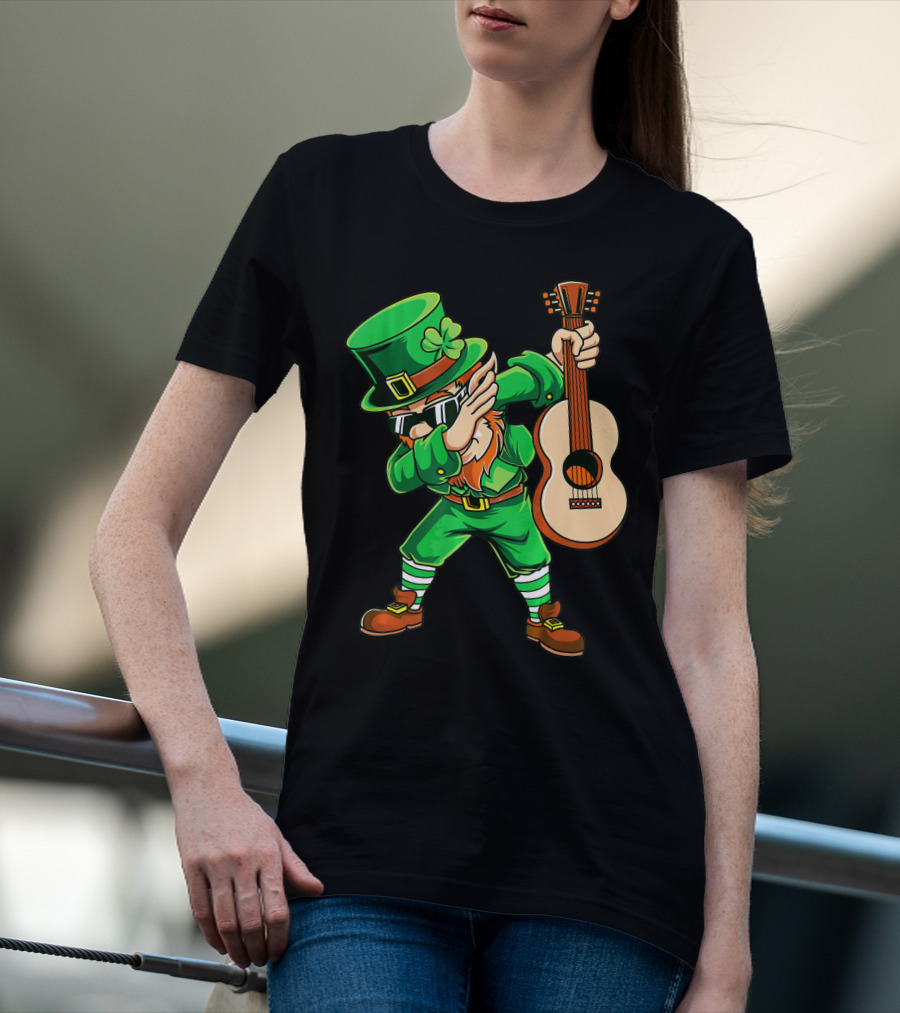 Dabbing Leprechaun With Guitar For St Patrick's Day T-Shirt