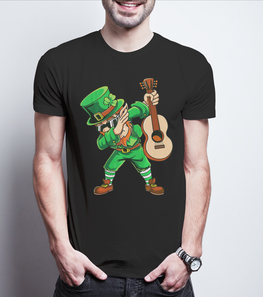Dabbing Leprechaun With Guitar For St Patrick's Day T-Shirt