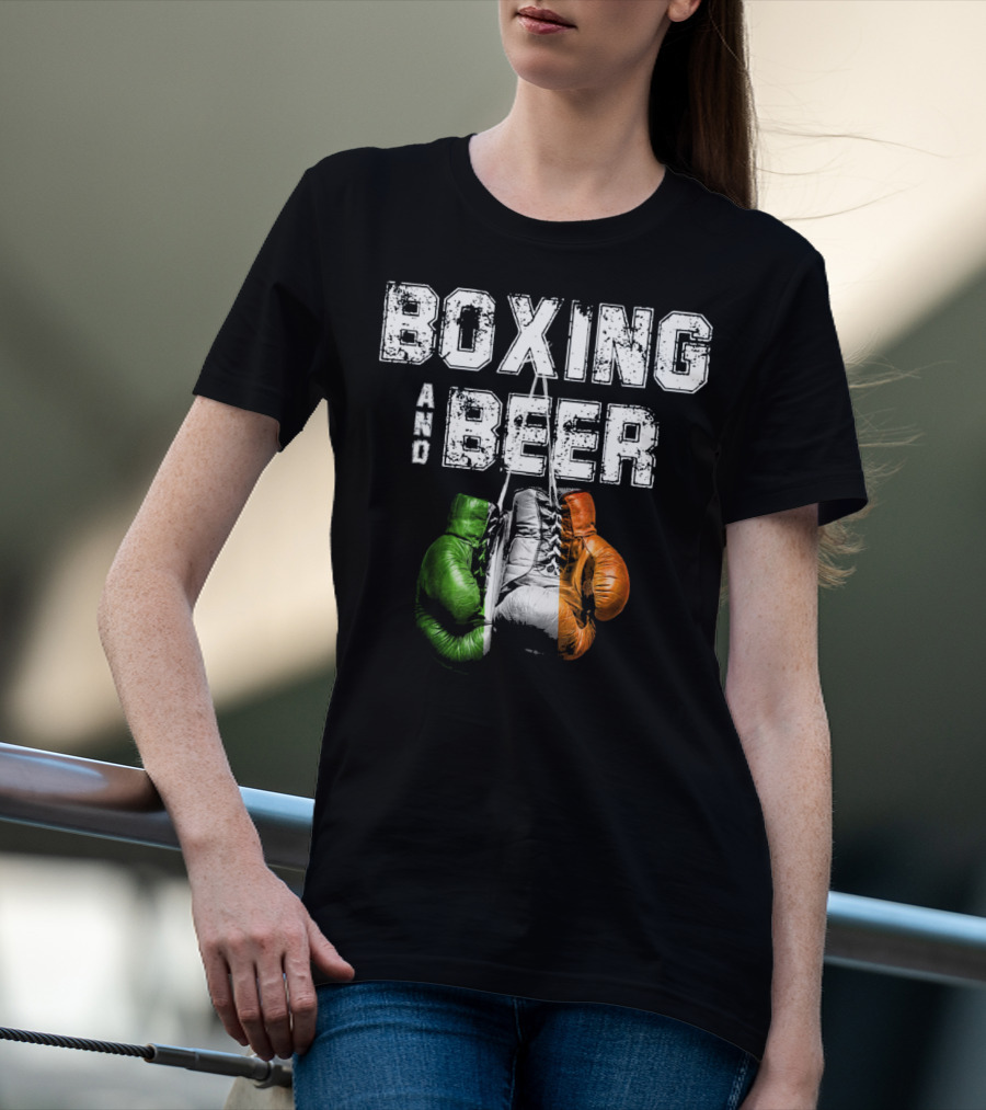 Boxing And Beer Irish Flag Colors Humor T-Shirt