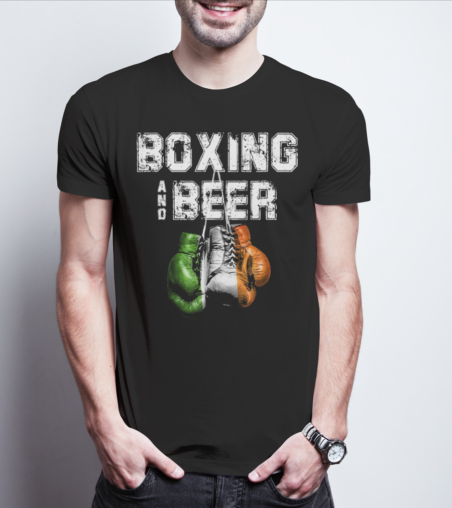Boxing And Beer Irish Flag Colors Humor T-Shirt