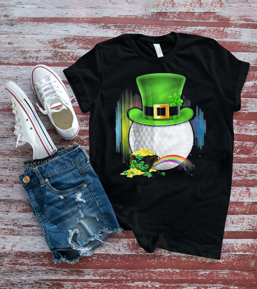 Golf Leprechaun Coin Rainbow Saint Patrick's Day T-Shirt