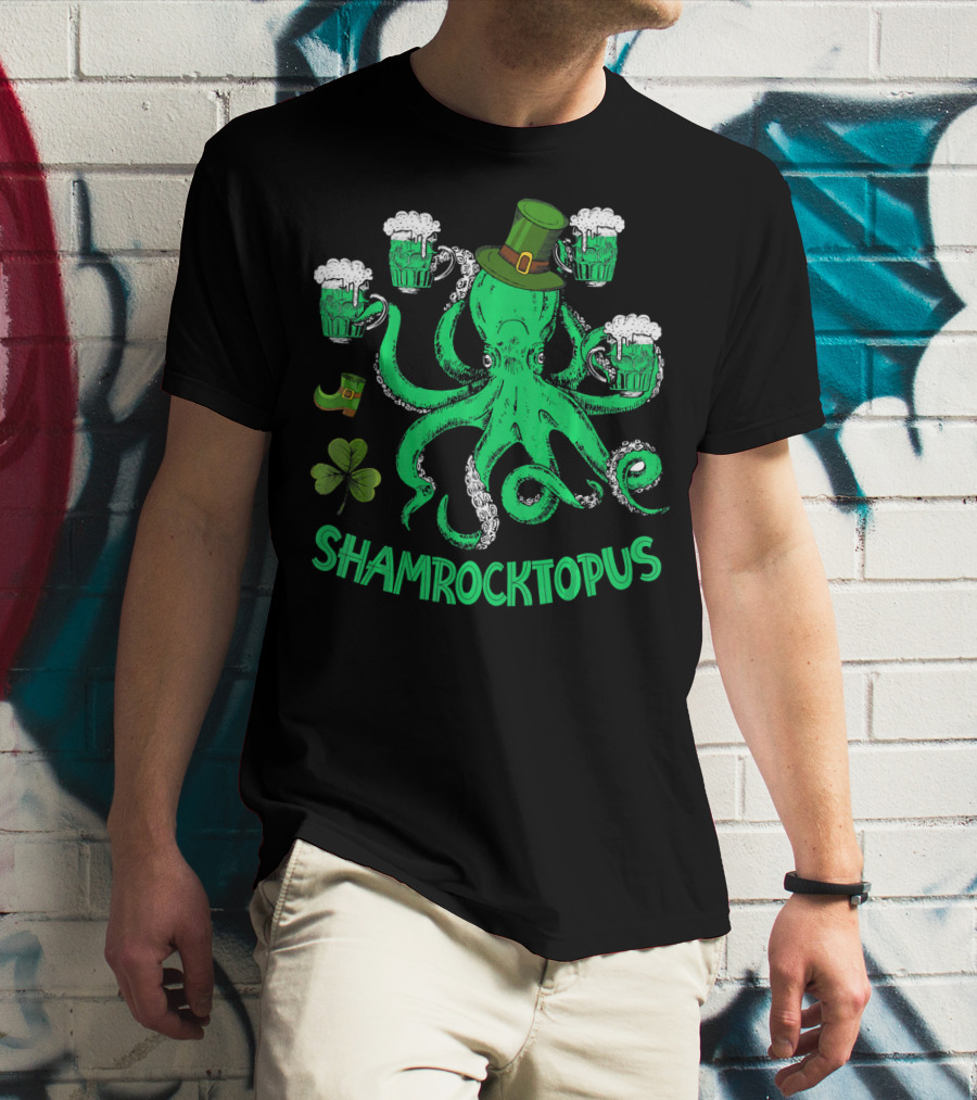 Shamrocktopus Leprechaun Hat Beer Mugs St. Patrick's Day T-Shirt