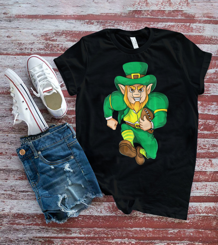 Irish Football Leprechaun St Patricks Running With Ball T-Shirt