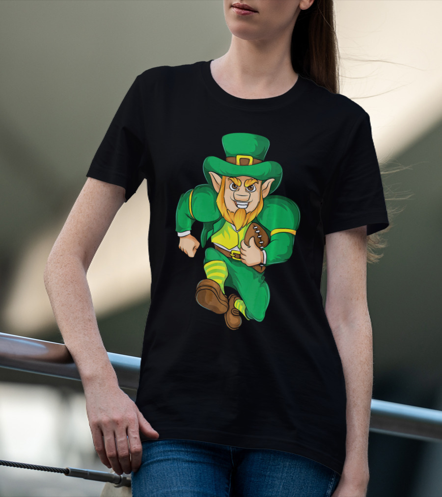 Irish Football Leprechaun St Patricks Running With Ball T-Shirt