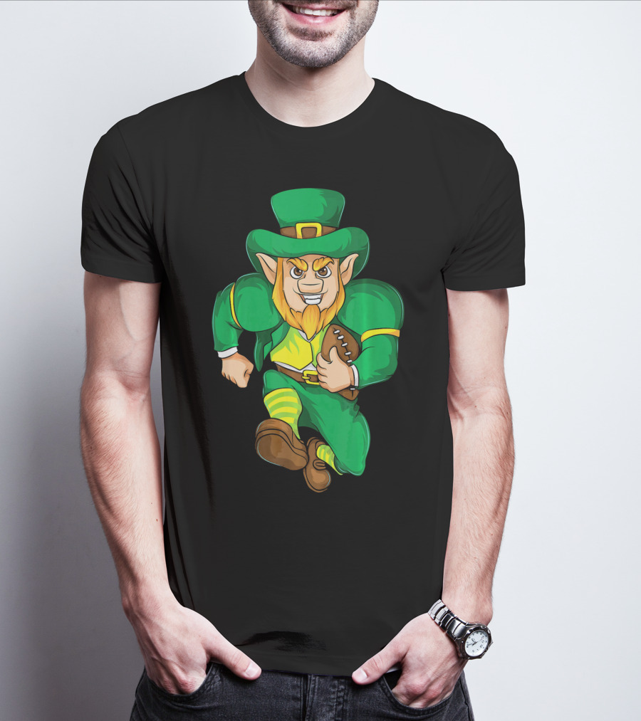 Irish Football Leprechaun St Patricks Running With Ball T-Shirt