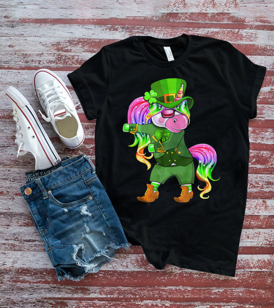 Leprechaun Costume Funny Flossing Unicorn St. Patrick's Day T-Shirt