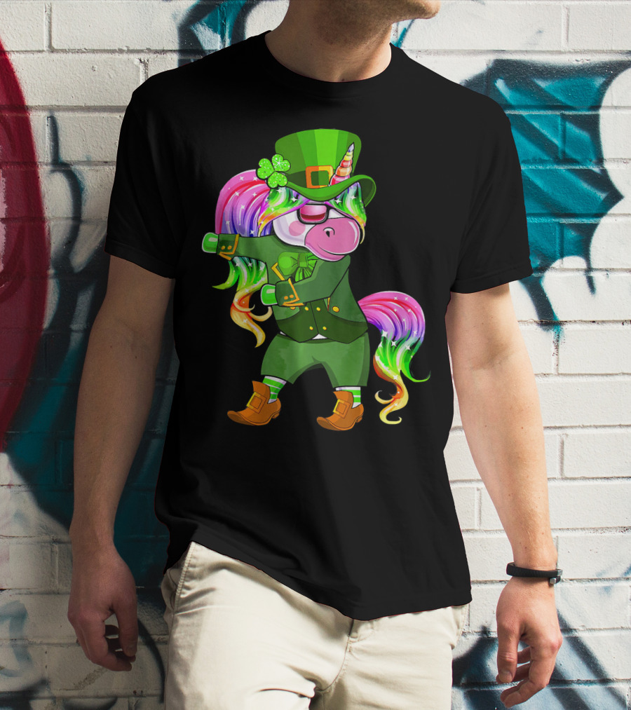 Leprechaun Costume Funny Flossing Unicorn St. Patrick's Day T-Shirt
