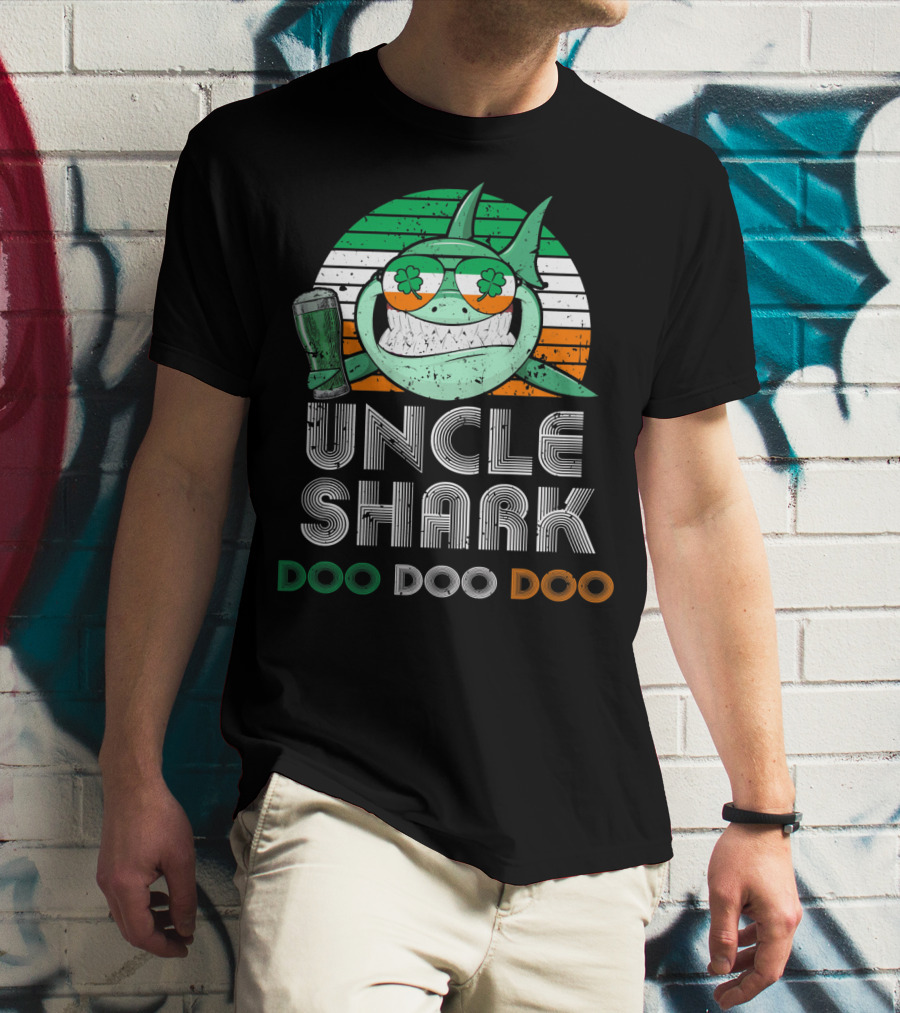 Uncle Shark Doo Doo Doo Retro Vintage Irish Beer Shamrock Fun T-Shirt
