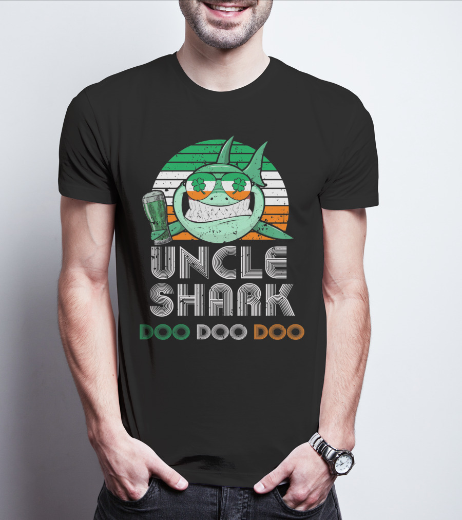 Uncle Shark Doo Doo Doo Retro Vintage Irish Beer Shamrock Fun T-Shirt