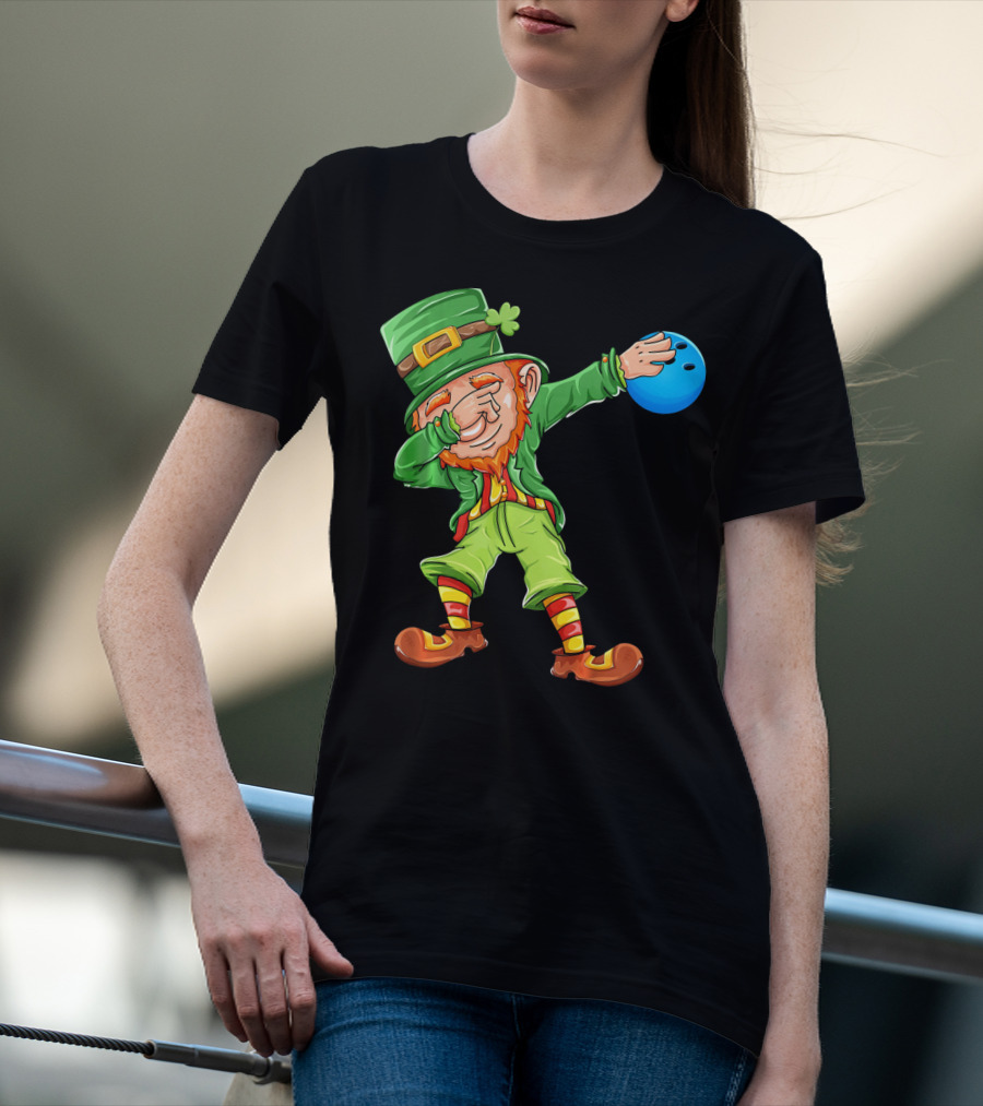 Dabbing Leprechaun Bowling St Patricks Day T-Shirt