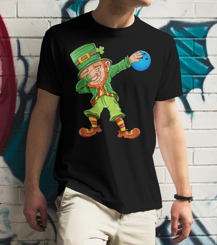 Dabbing Leprechaun Bowling St Patricks Day T-Shirt