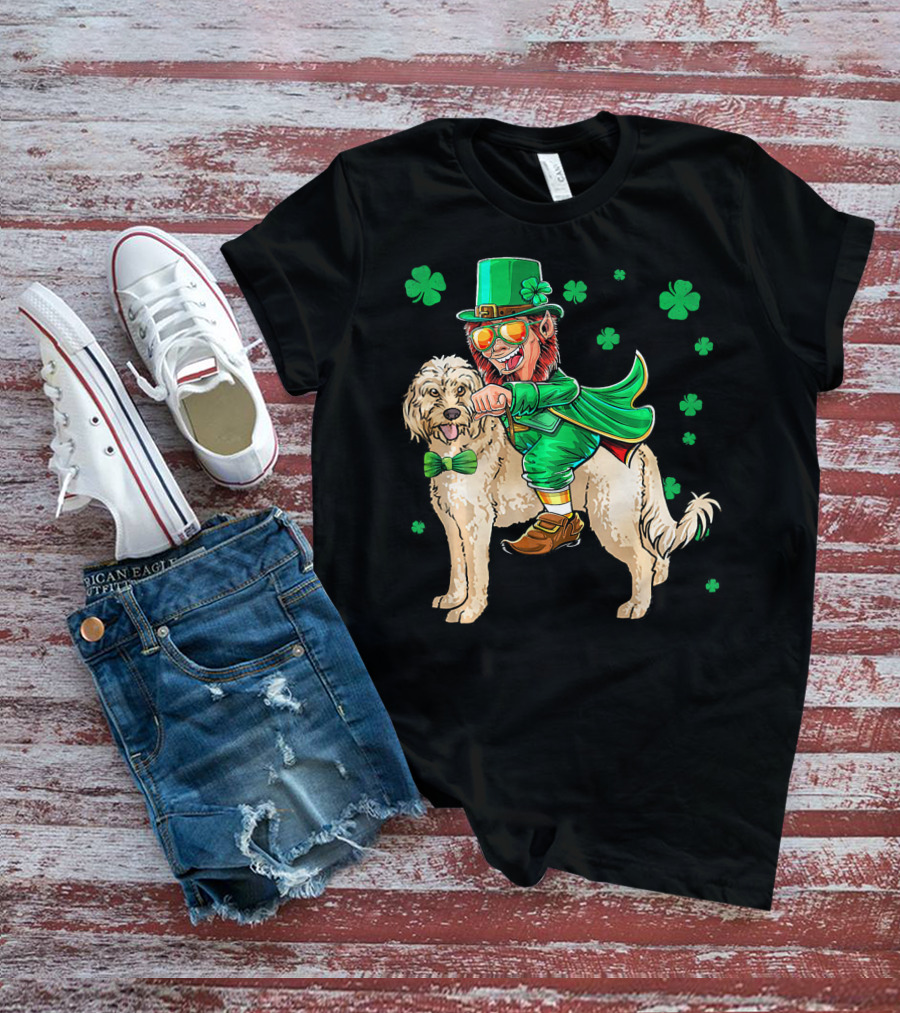 Leprechaun Riding Cockapoo With Shamrocks For St. Patrick's Day T-Shirt