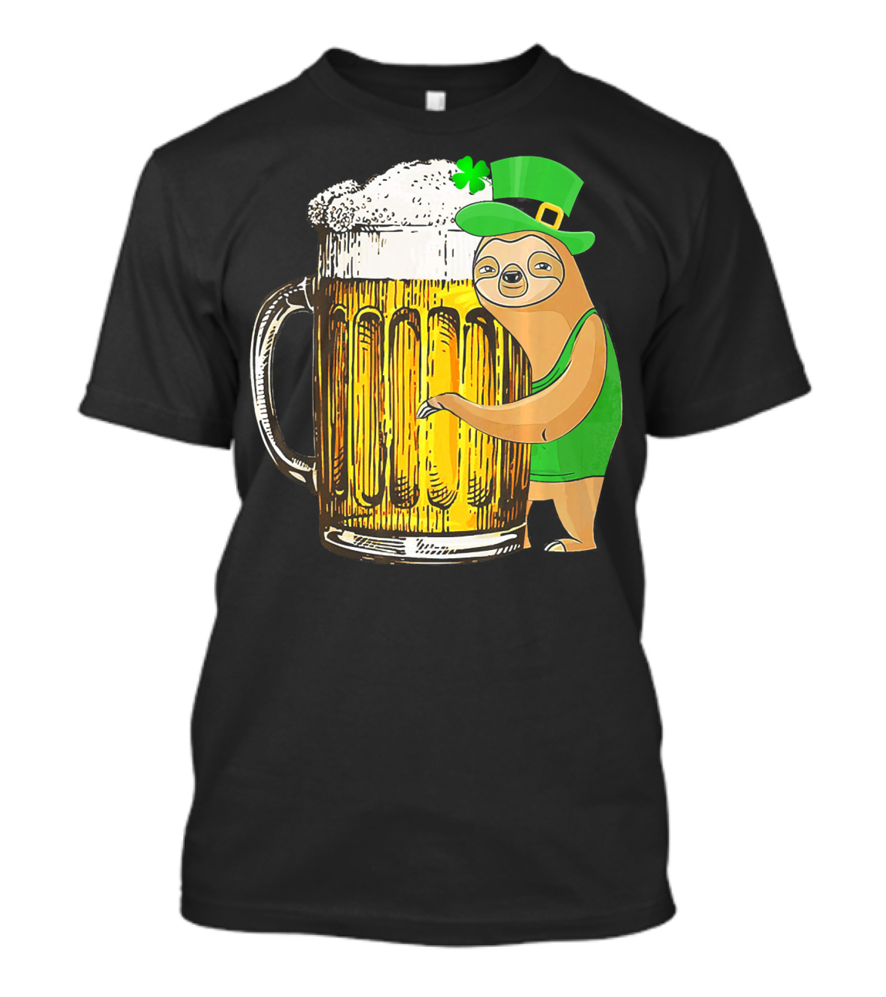 St Patricks Sloth Leprechaun With Beer Mug T-Shirt