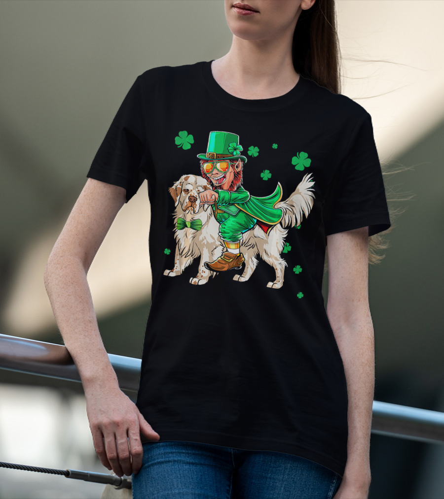 Leprechaun Clumber Spaniel Shamrock St. Patrick's Day T-Shirt