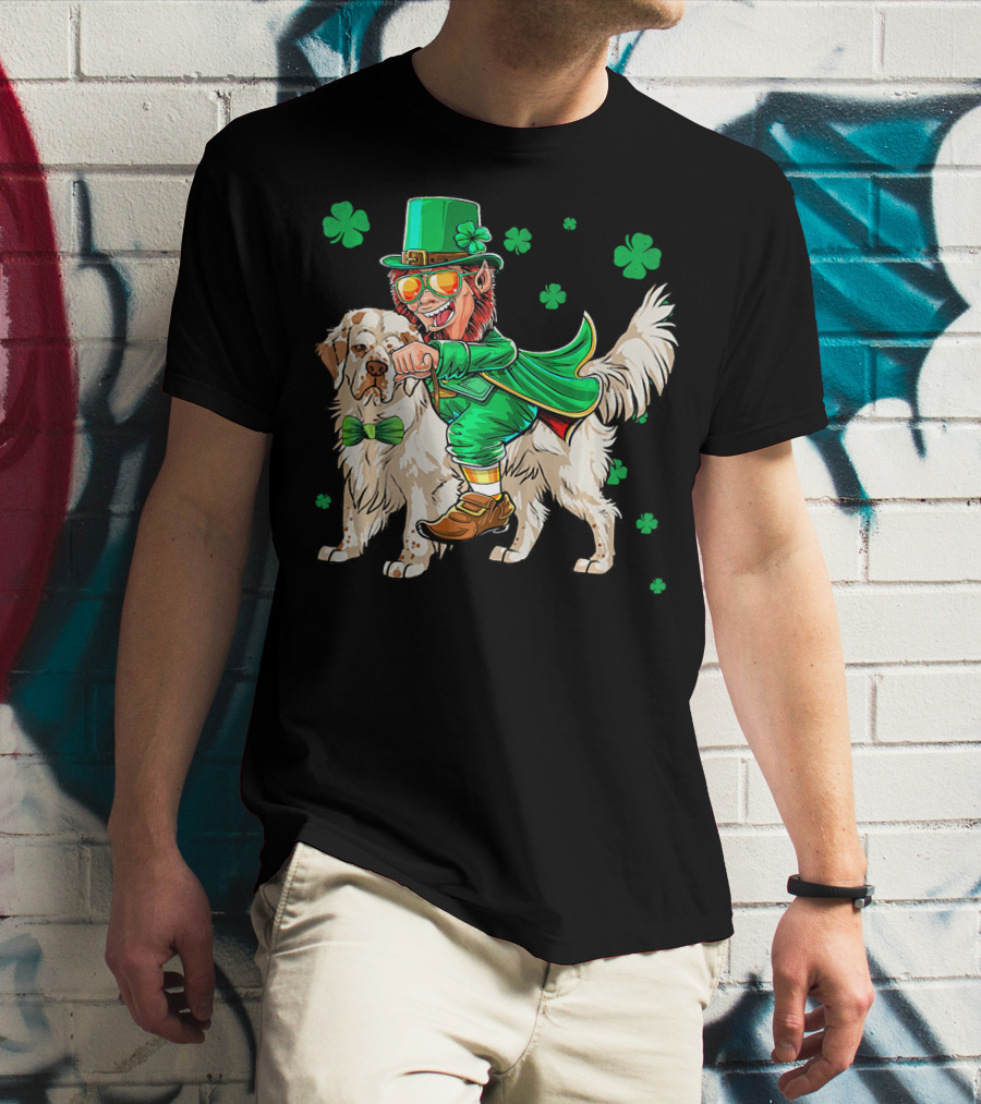 Leprechaun Clumber Spaniel Shamrock St. Patrick's Day T-Shirt