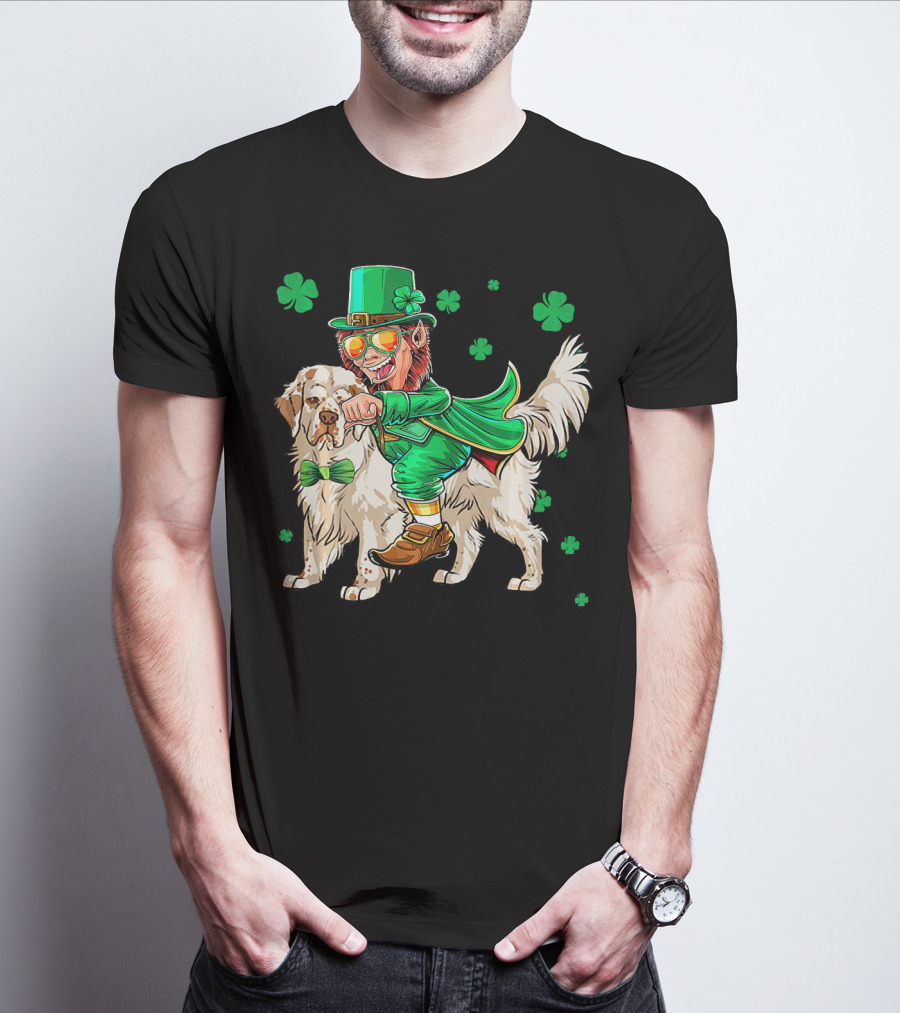 Leprechaun Clumber Spaniel Shamrock St. Patrick's Day T-Shirt