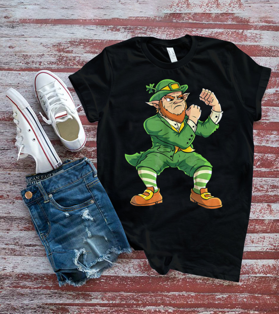 Angry Leprechaun Fist Fighting Saint Patrick's Day Iconic T-Shirt