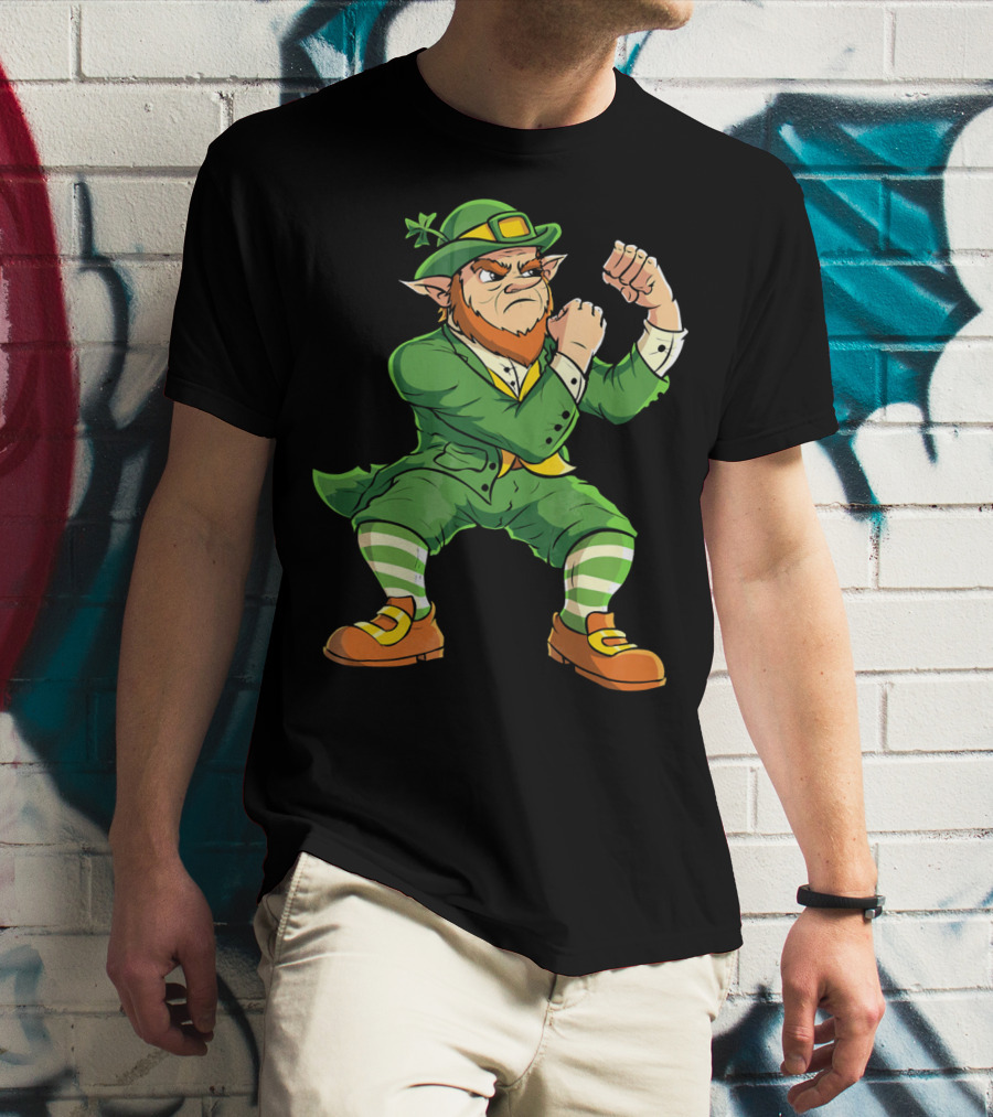 Angry Leprechaun Fist Fighting Saint Patrick's Day Iconic T-Shirt