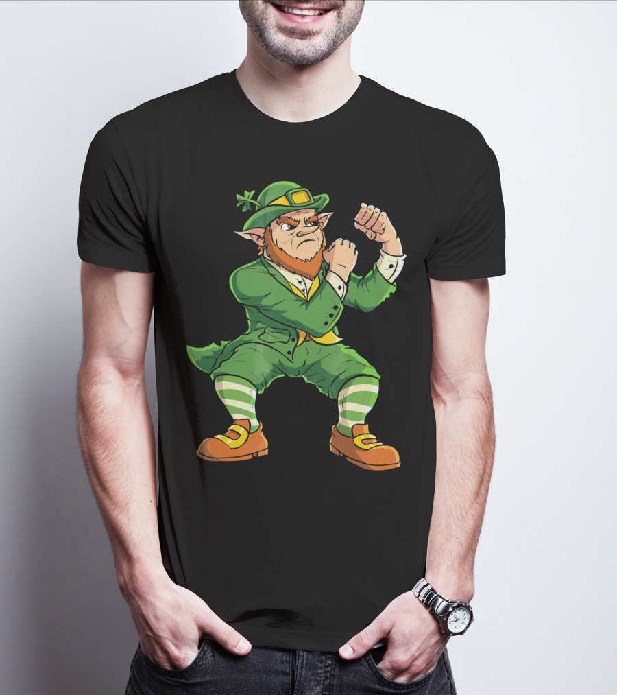 Angry Leprechaun Fist Fighting Saint Patrick's Day Iconic T-Shirt