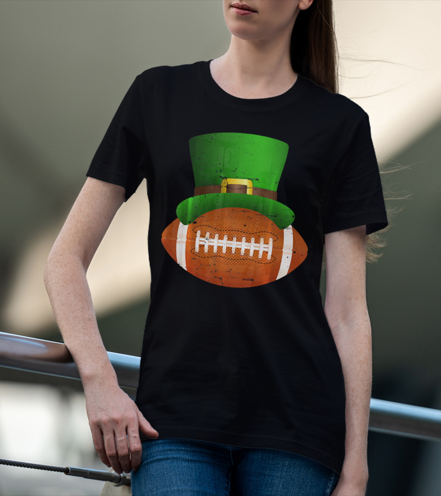 Funny St Patricks Leprechaun Football Hat Luck T-Shirt