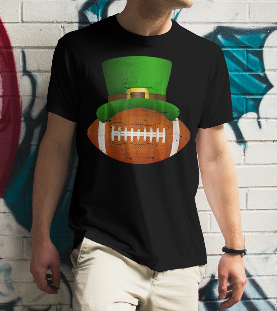 Funny St Patricks Leprechaun Football Hat Luck T-Shirt
