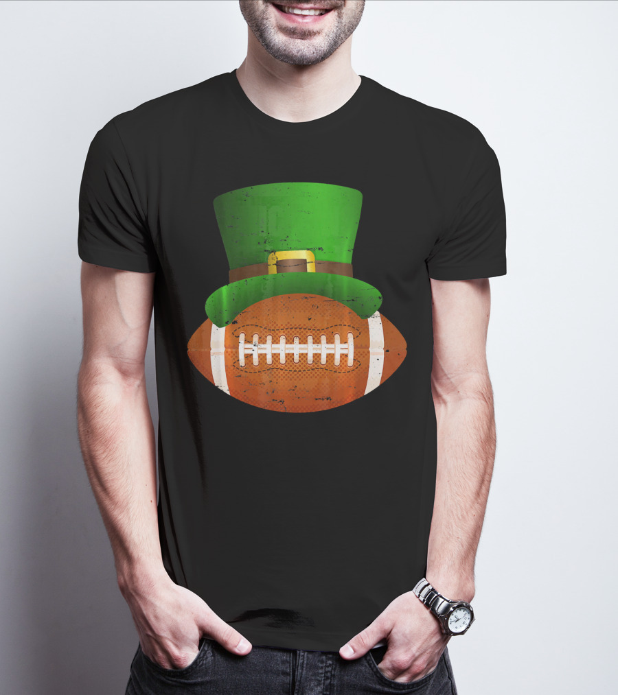 Funny St Patricks Leprechaun Football Hat Luck T-Shirt