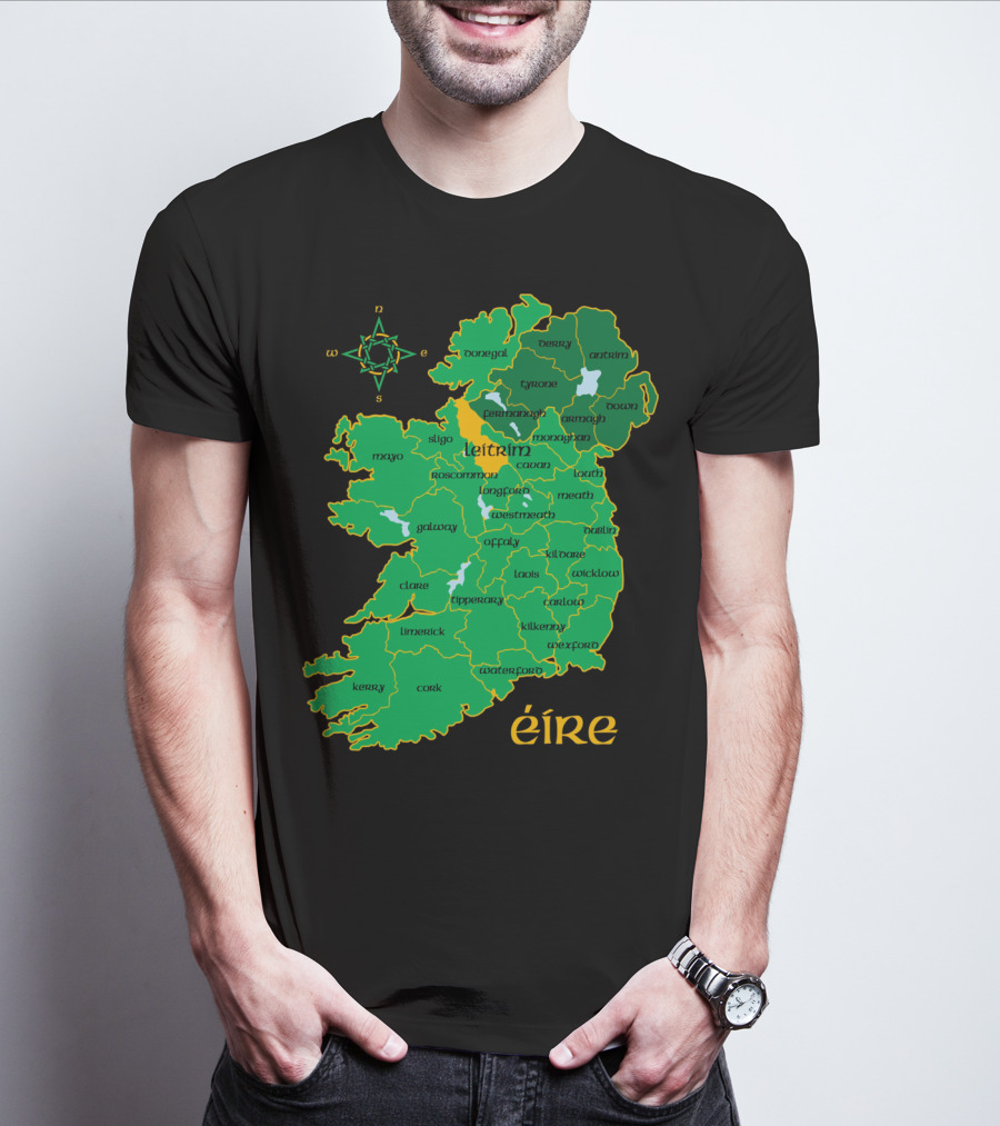 Leitrim Ireland County Map Éire Compass T-Shirt