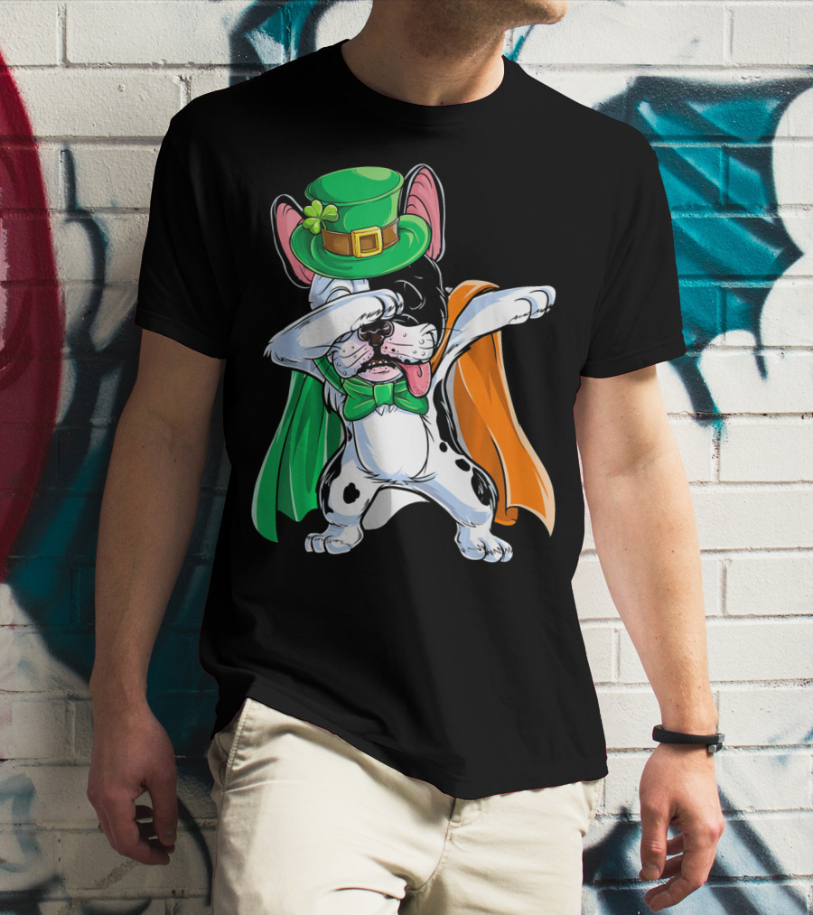 Dabbing French Bulldog St. Patrick's Day Leprechaun Costume T-Shirt
