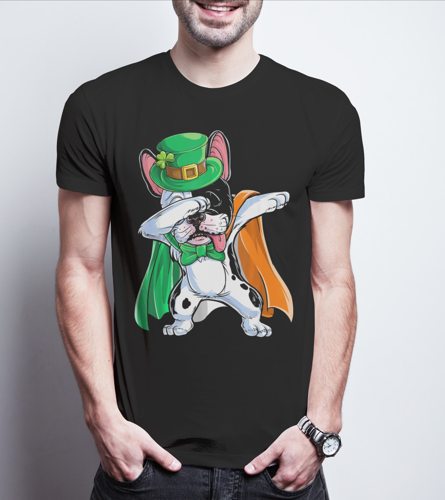 Dabbing French Bulldog St. Patrick's Day Leprechaun Costume T-Shirt