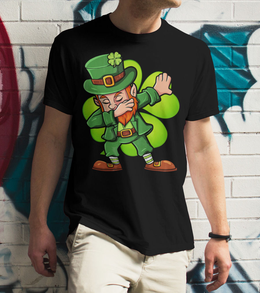 Dabbing Leprechaun With Clover St Patrick's Day Luck T-Shirt