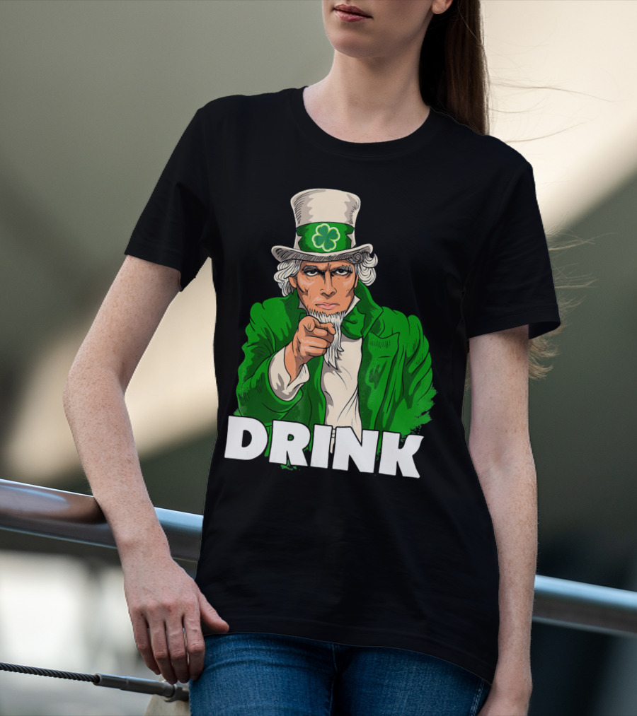 Irish Leprechaun Uncle Sam St Patricks Drink T-Shirt