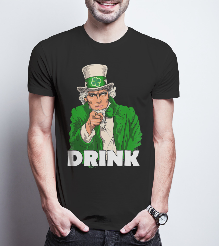 Irish Leprechaun Uncle Sam St Patricks Drink T-Shirt