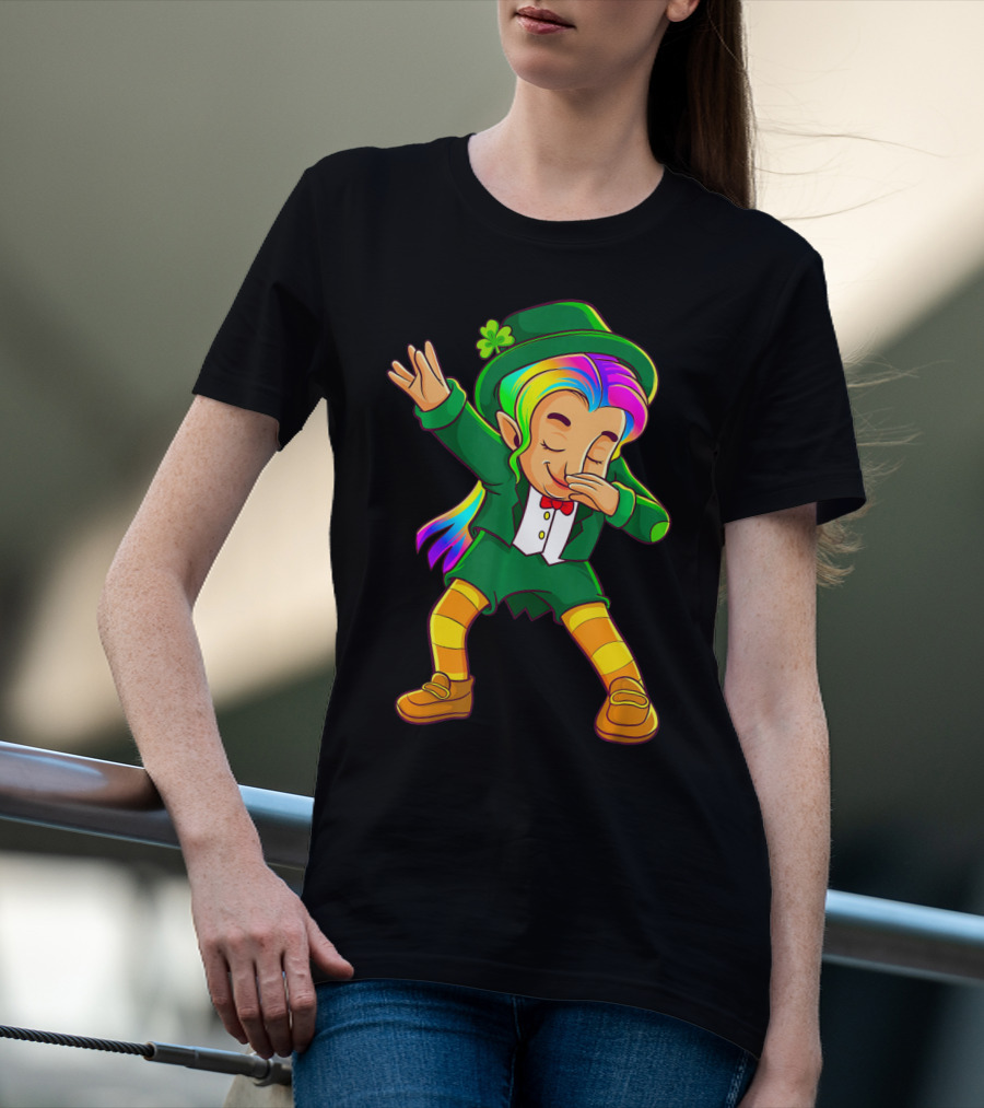 Dabbing Rainbow Leprechaun Girl St Patrick's Day T-Shirt