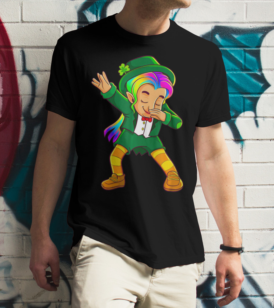 Dabbing Rainbow Leprechaun Girl St Patrick's Day T-Shirt