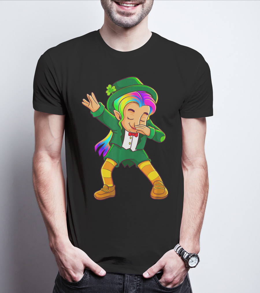 Dabbing Rainbow Leprechaun Girl St Patrick's Day T-Shirt