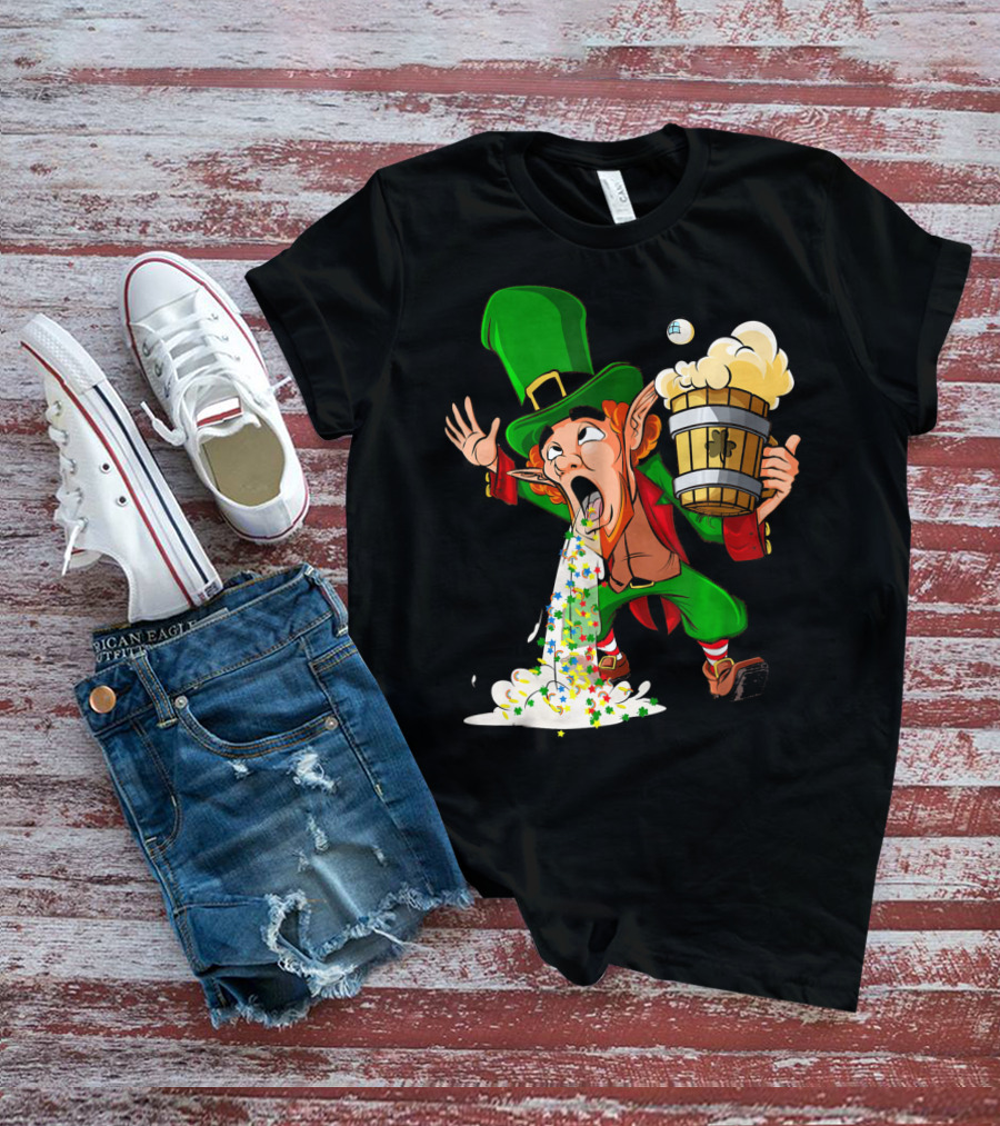 Funny Puking Leprechaun St Patrick's Day Beer T-Shirt